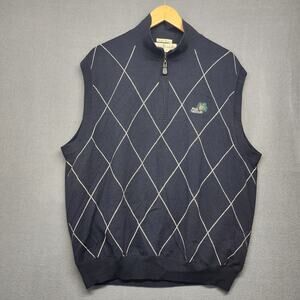 Fairway & Greene Mens XL Italian Merino Wool Argyle Golf Vest Pine Needles